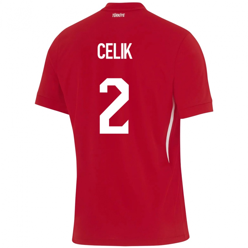 Børn Tyrkiet Zeki Çelik #2 Rød Udebane Spillertrøjer 24-26 Trøje T-Shirt