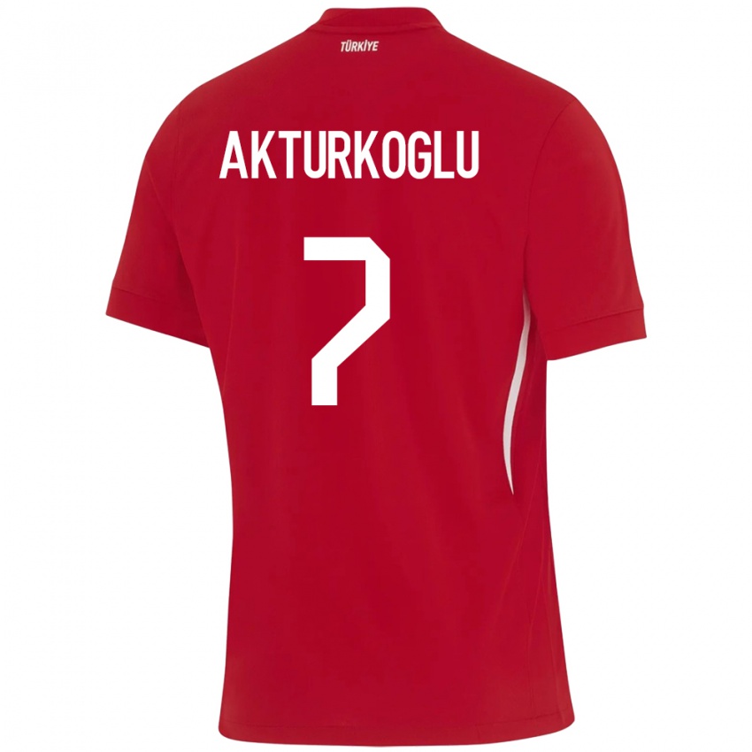 Børn Tyrkiet Kerem Aktürkoğlu #7 Rød Udebane Spillertrøjer 24-26 Trøje T-Shirt