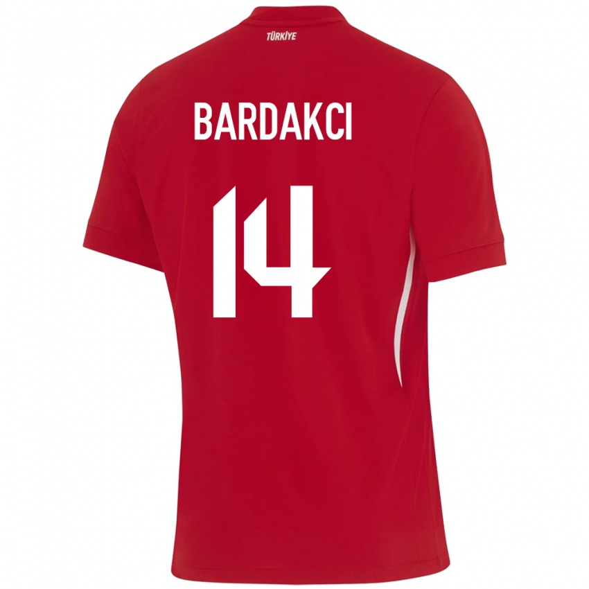 Børn Tyrkiet Abdülkerim Bardakcı #14 Rød Udebane Spillertrøjer 24-26 Trøje T-Shirt