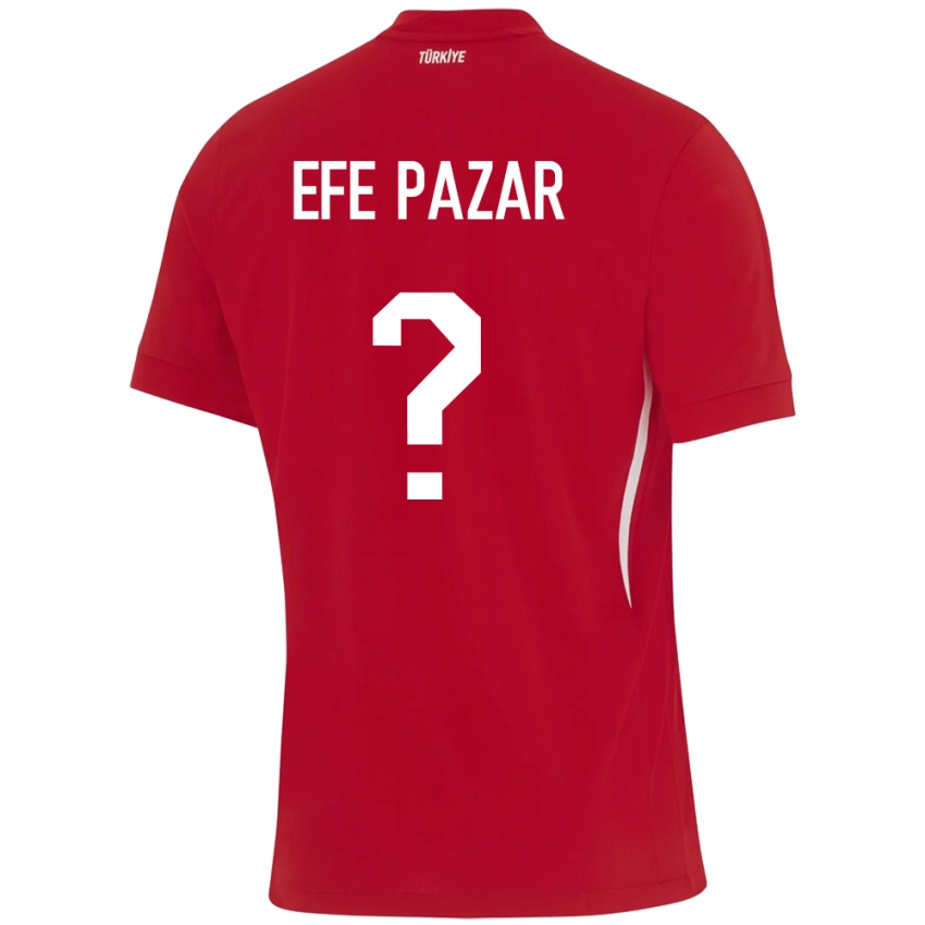 Børn Tyrkiet Alper Efe Pazar #0 Rød Udebane Spillertrøjer 24-26 Trøje T-Shirt