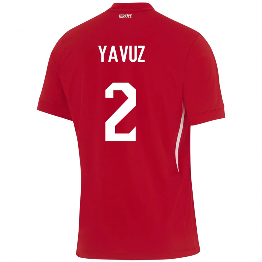 Børn Tyrkiet Batuhan Yavuz #2 Rød Udebane Spillertrøjer 24-26 Trøje T-Shirt