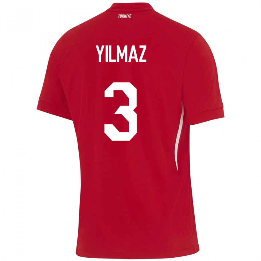 Børn Tyrkiet Berkay Yılmaz #3 Rød Udebane Spillertrøjer 24-26 Trøje T-Shirt