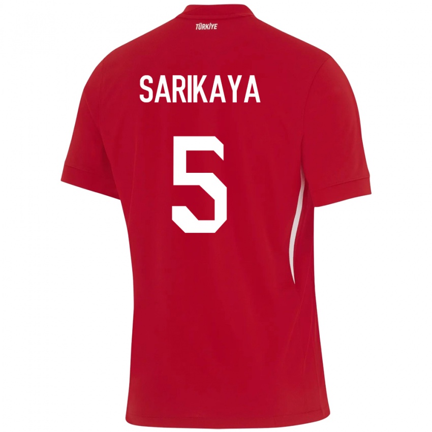 Børn Tyrkiet Efe Sarıkaya #5 Rød Udebane Spillertrøjer 24-26 Trøje T-Shirt