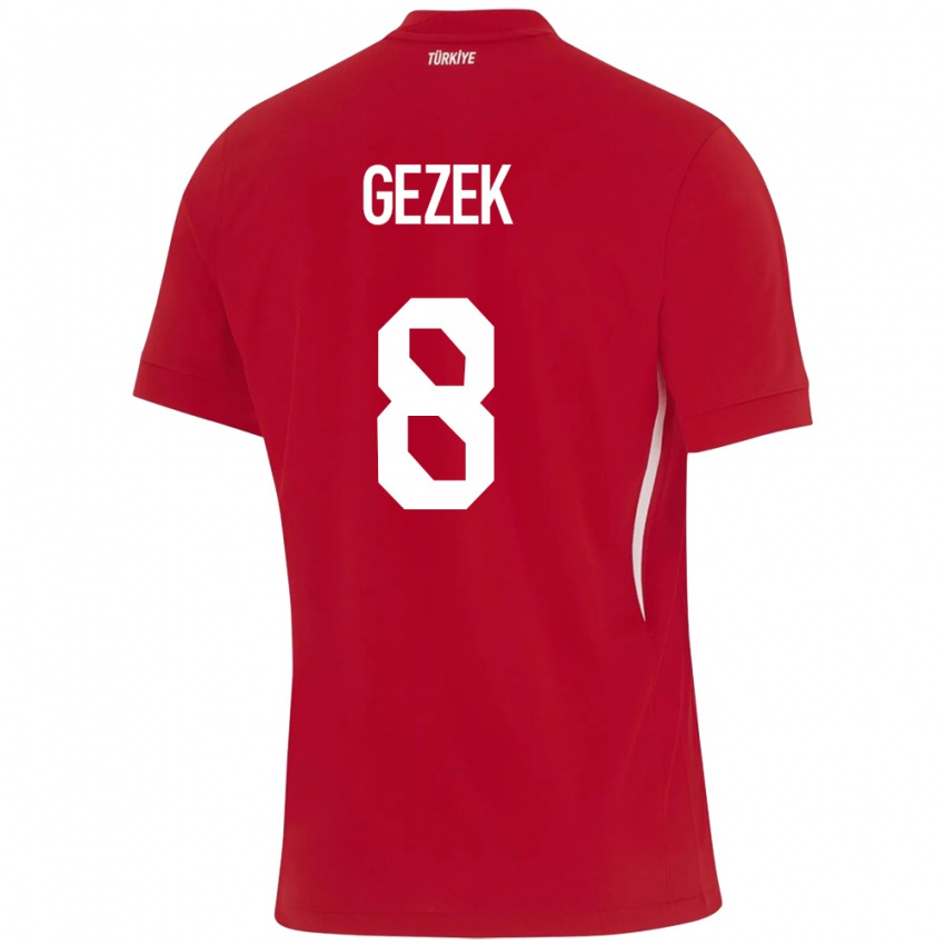 Børn Tyrkiet Baran Gezek #8 Rød Udebane Spillertrøjer 24-26 Trøje T-Shirt