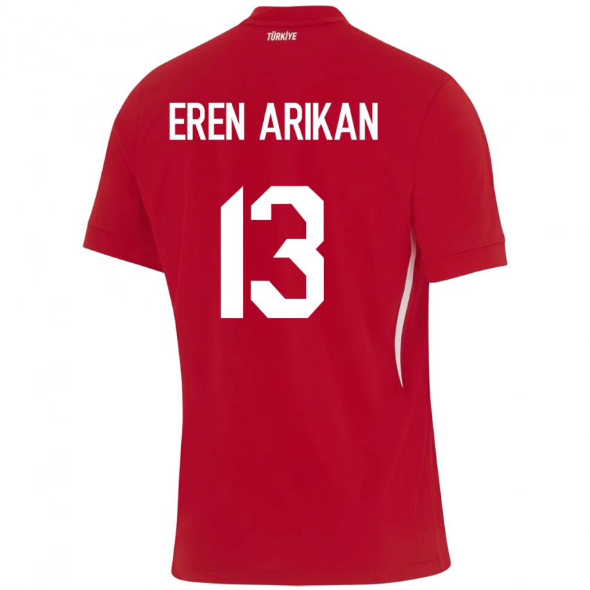 Børn Tyrkiet Muhammed Eren Arıkan #13 Rød Udebane Spillertrøjer 24-26 Trøje T-Shirt