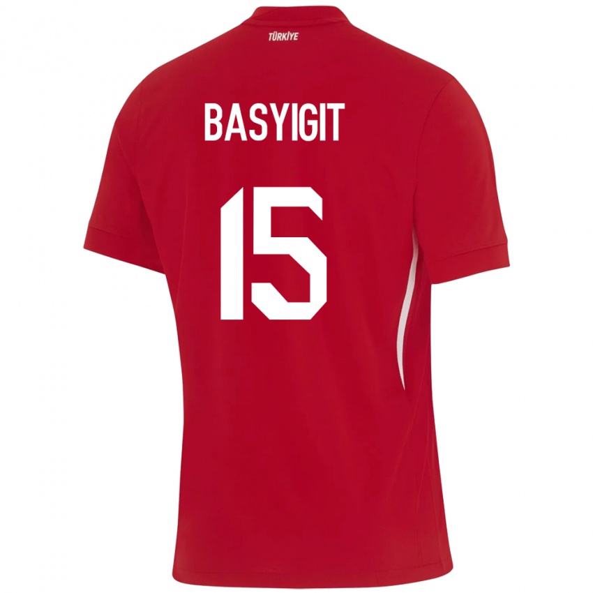 Børn Tyrkiet Emirhan Başyiğit #15 Rød Udebane Spillertrøjer 24-26 Trøje T-Shirt