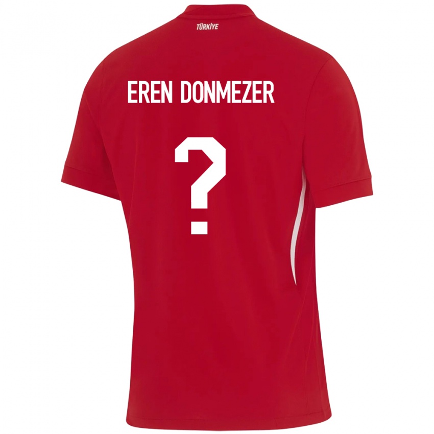 Børn Tyrkiet Deniz Eren Dönmezer #0 Rød Udebane Spillertrøjer 24-26 Trøje T-Shirt