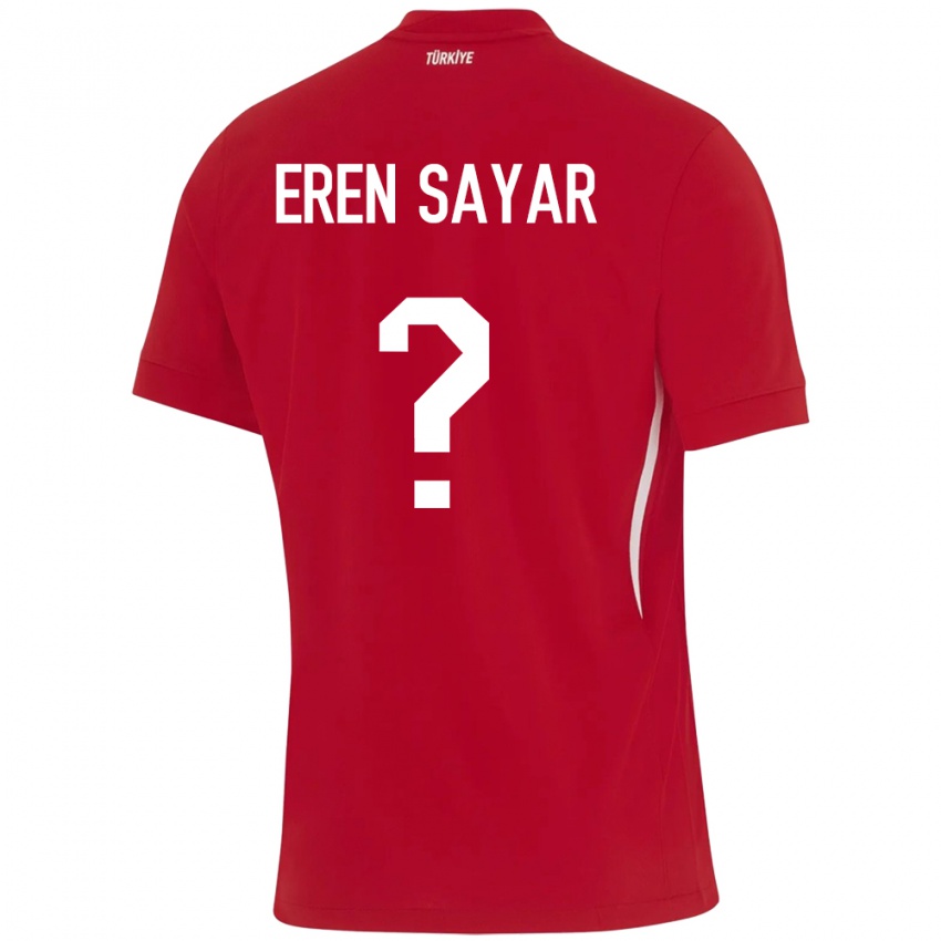 Børn Tyrkiet Emin Eren Sayar #0 Rød Udebane Spillertrøjer 24-26 Trøje T-Shirt