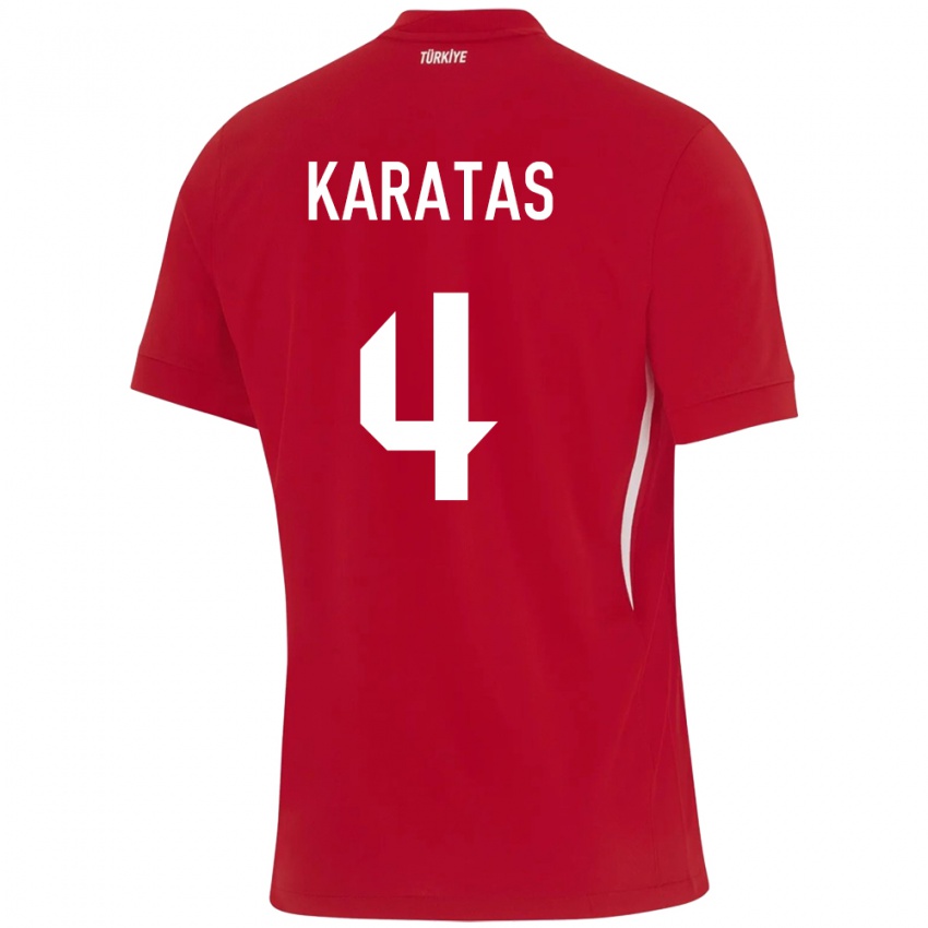 Børn Tyrkiet Eda Karataş #4 Rød Udebane Spillertrøjer 24-26 Trøje T-Shirt