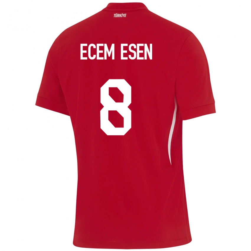 Børn Tyrkiet Emine Ecem Esen #8 Rød Udebane Spillertrøjer 24-26 Trøje T-Shirt