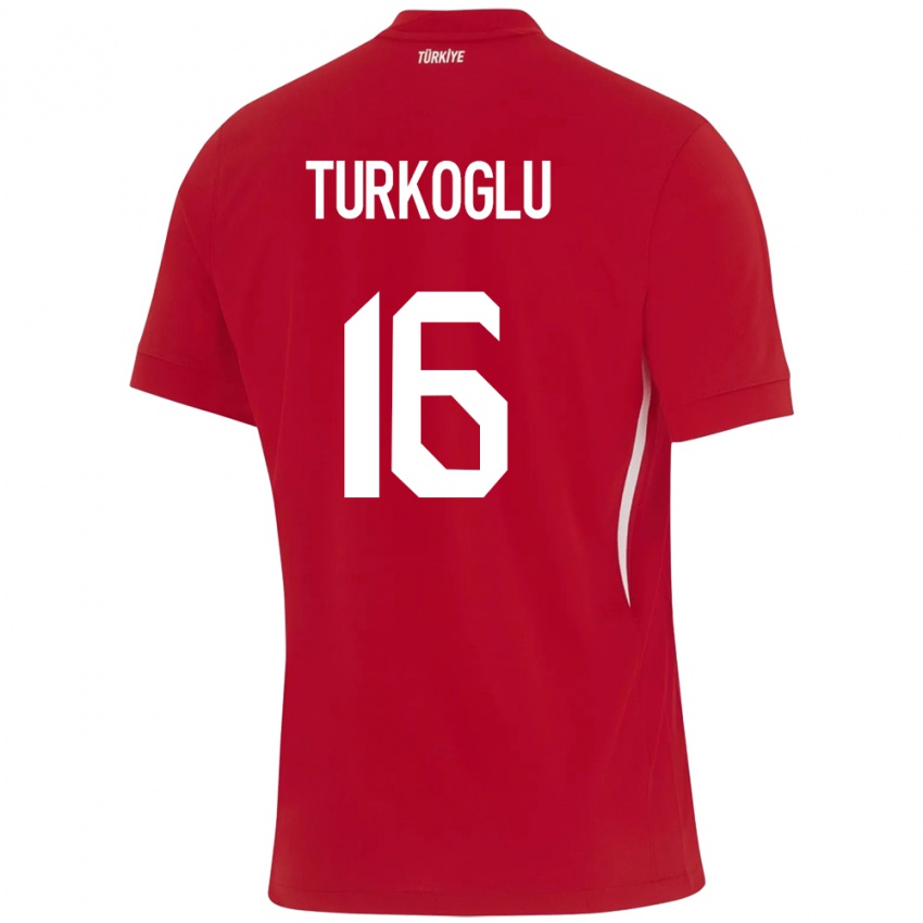 Børn Tyrkiet Ece Türkoğlu #16 Rød Udebane Spillertrøjer 24-26 Trøje T-Shirt