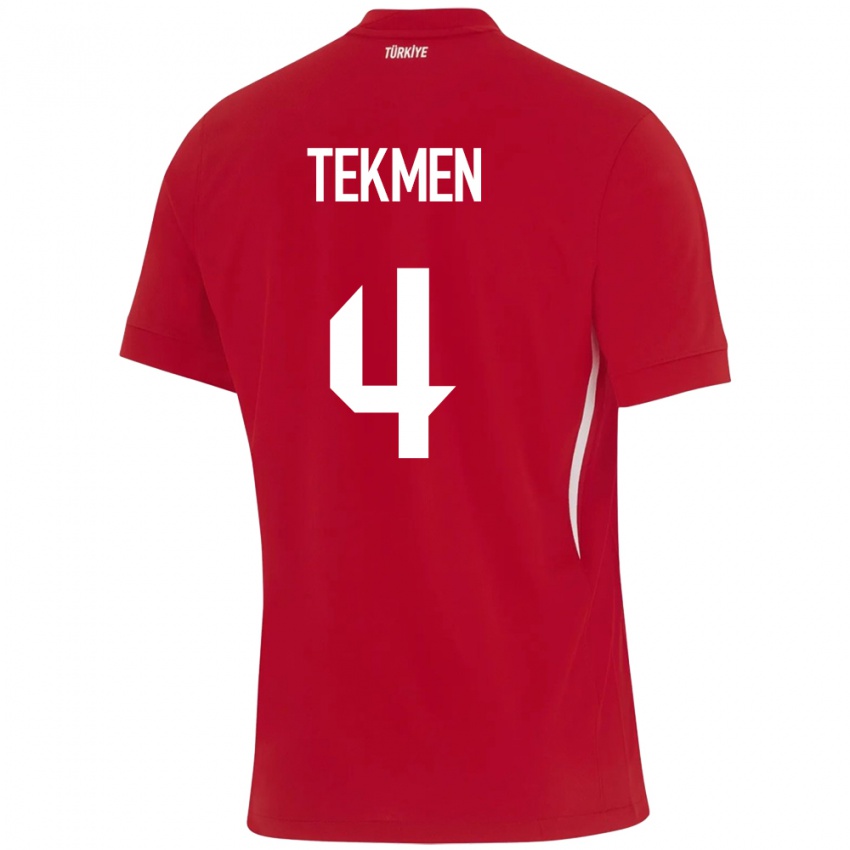 Børn Tyrkiet Ece Tekmen #4 Rød Udebane Spillertrøjer 24-26 Trøje T-Shirt
