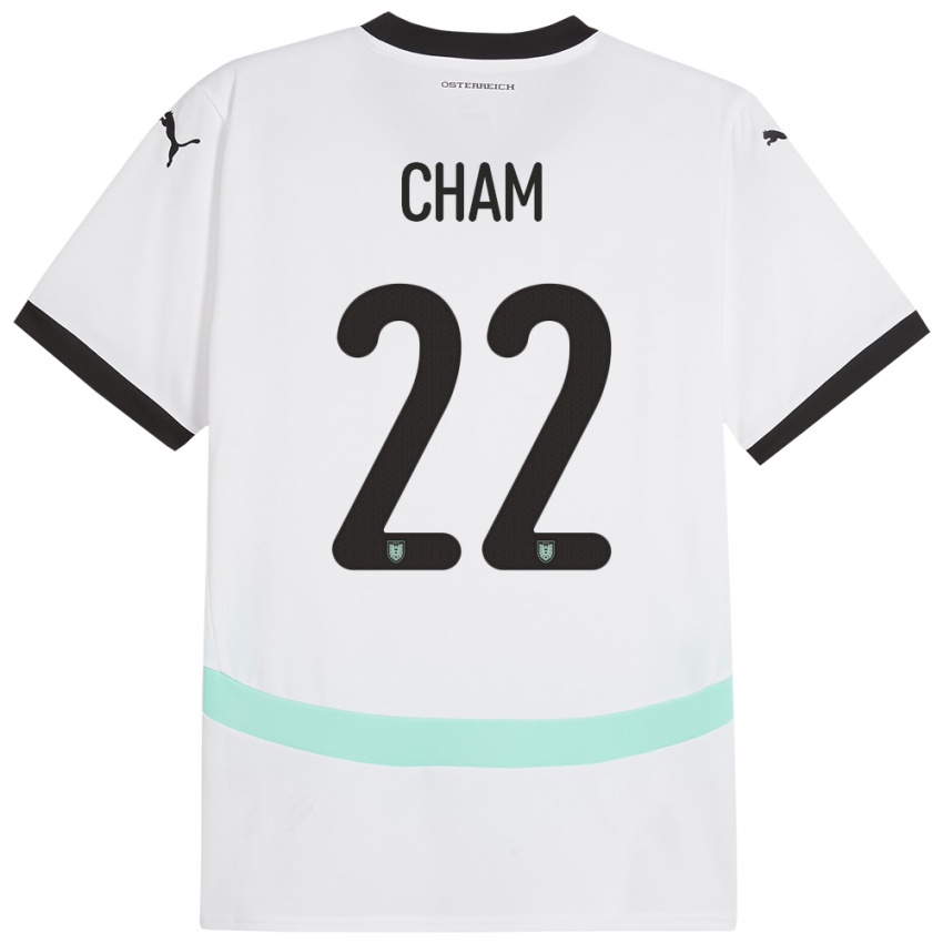 Børn Østrig Muhammed Cham #22 Hvid Udebane Spillertrøjer 24-26 Trøje T-Shirt