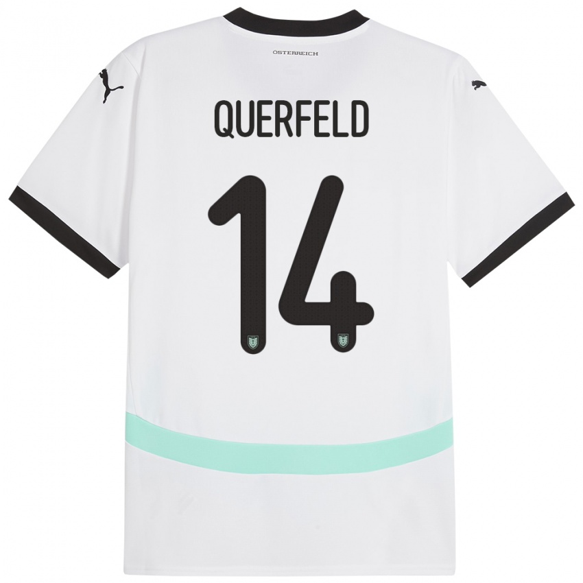 Børn Østrig Leopold Querfeld #14 Hvid Udebane Spillertrøjer 24-26 Trøje T-Shirt