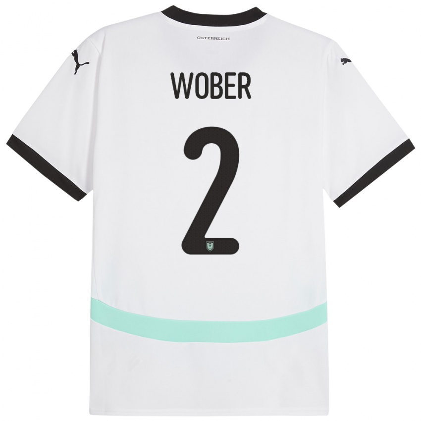 Børn Østrig Maximilian Wöber #2 Hvid Udebane Spillertrøjer 24-26 Trøje T-Shirt