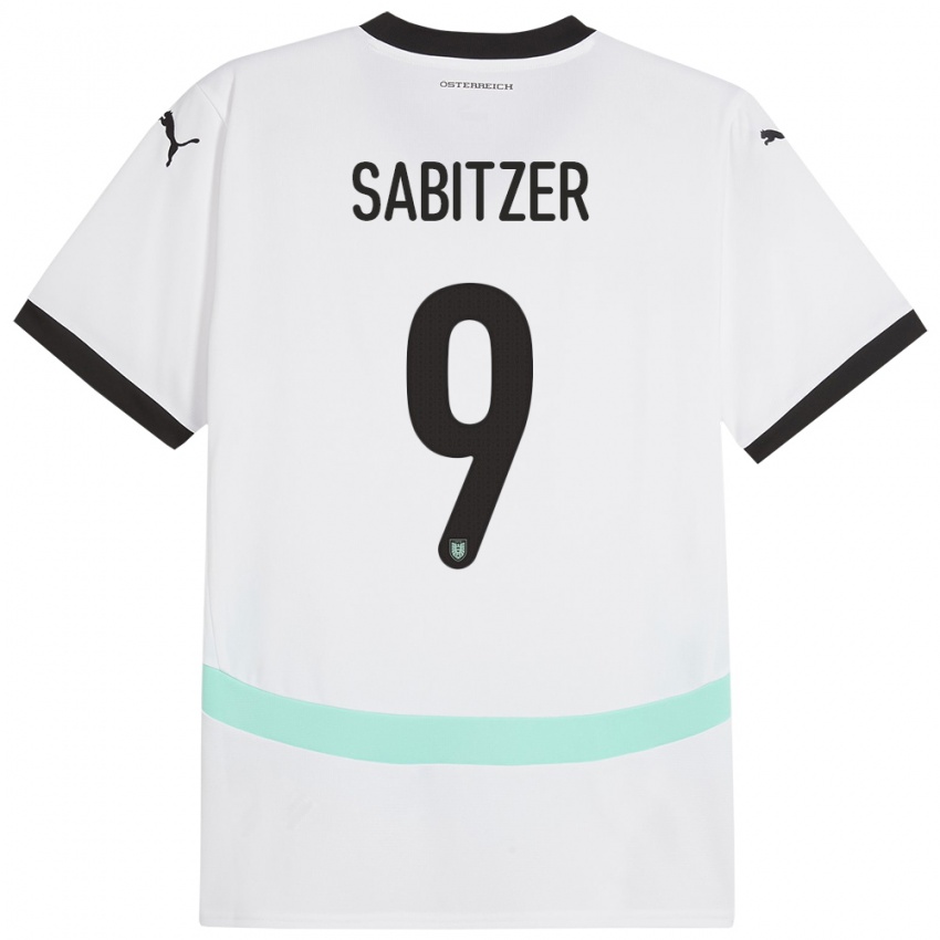 Børn Østrig Marcel Sabitzer #9 Hvid Udebane Spillertrøjer 24-26 Trøje T-Shirt