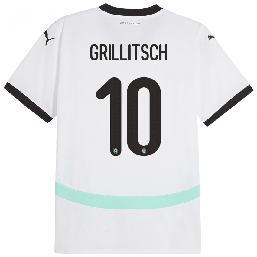 Børn Østrig Florian Grillitsch #10 Hvid Udebane Spillertrøjer 24-26 Trøje T-Shirt