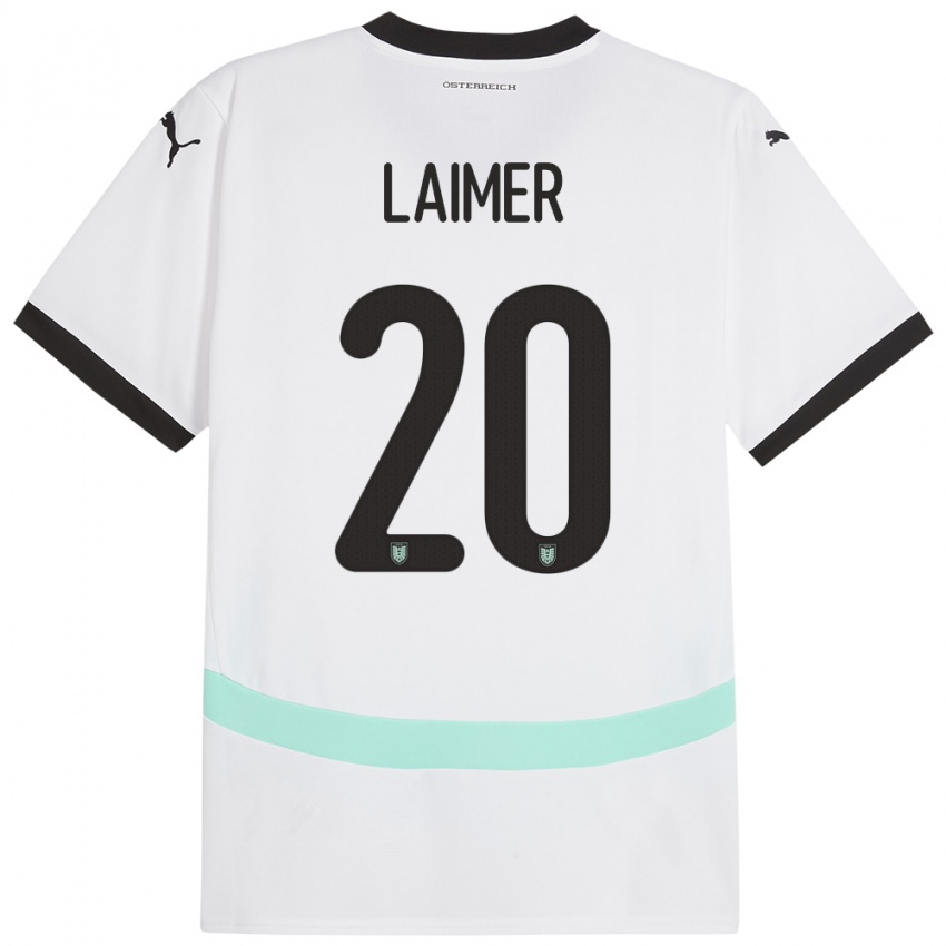 Børn Østrig Konrad Laimer #20 Hvid Udebane Spillertrøjer 24-26 Trøje T-Shirt