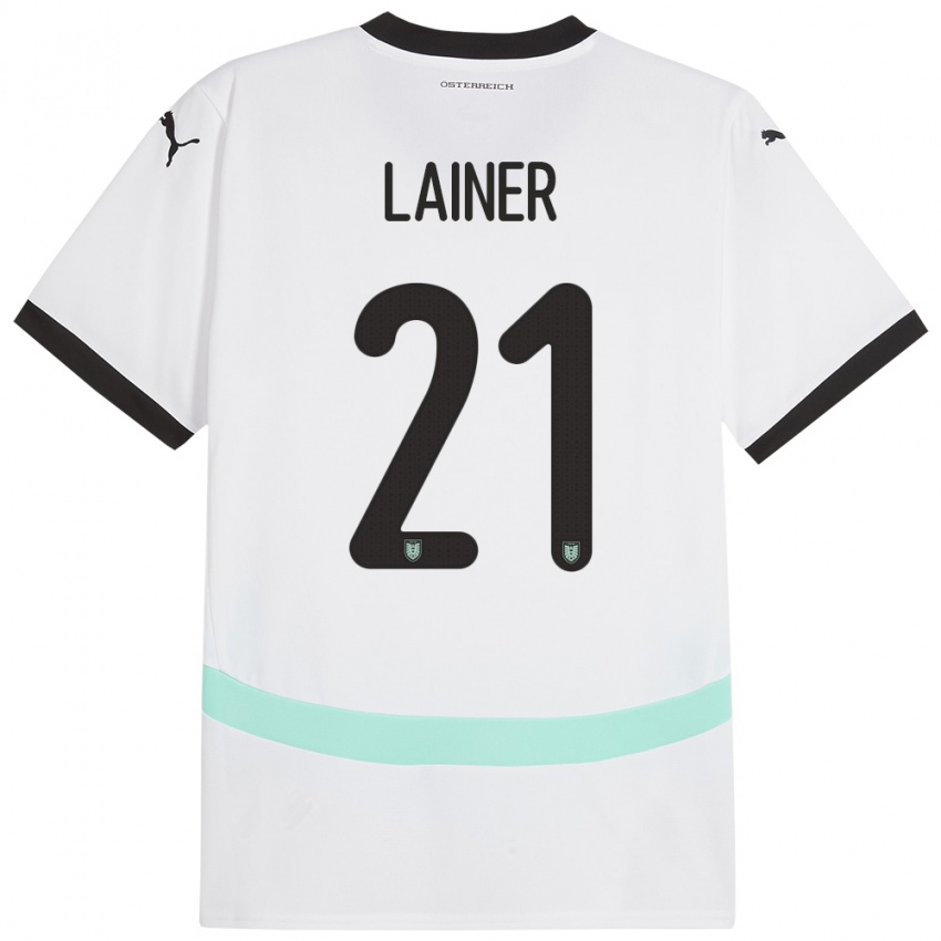 Børn Østrig Stefan Lainer #21 Hvid Udebane Spillertrøjer 24-26 Trøje T-Shirt