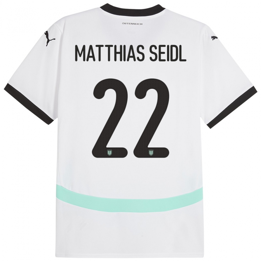 Børn Østrig Matthias Seidl #22 Hvid Udebane Spillertrøjer 24-26 Trøje T-Shirt