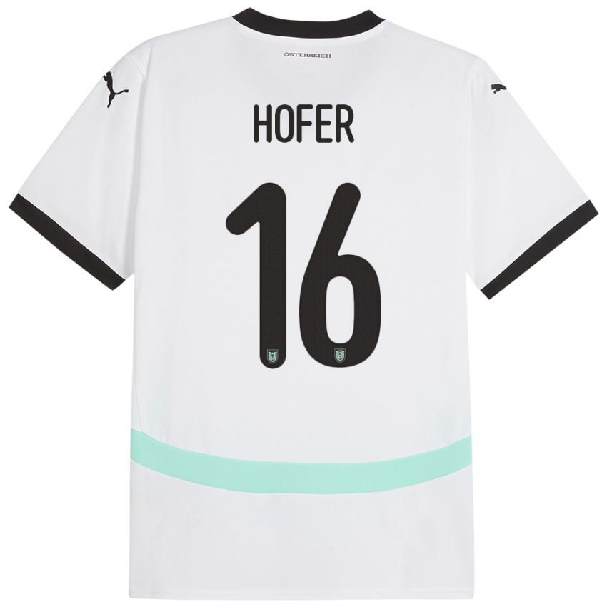 Børn Østrig Raphael Hofer #16 Hvid Udebane Spillertrøjer 24-26 Trøje T-Shirt