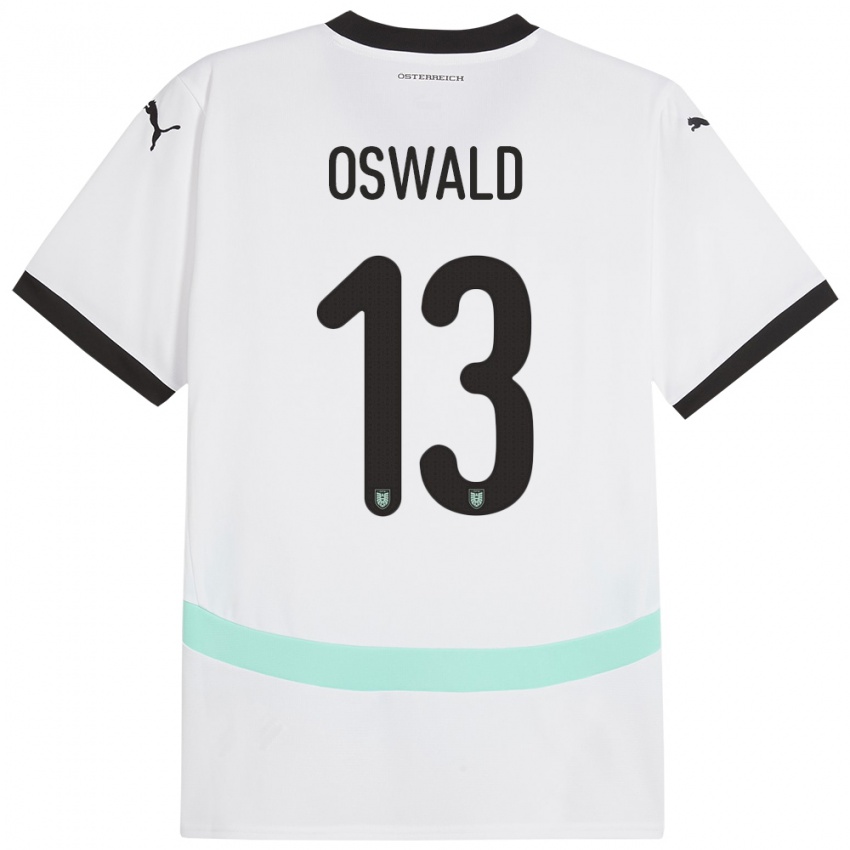 Børn Østrig Moritz Oswald #13 Hvid Udebane Spillertrøjer 24-26 Trøje T-Shirt