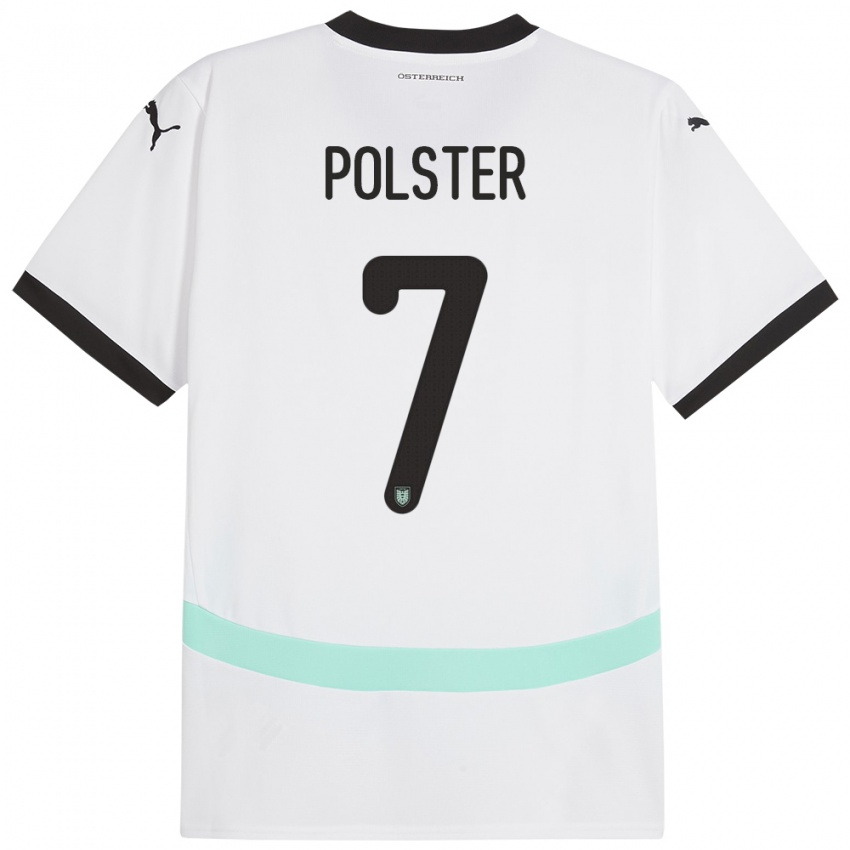 Børn Østrig Manuel Polster #7 Hvid Udebane Spillertrøjer 24-26 Trøje T-Shirt