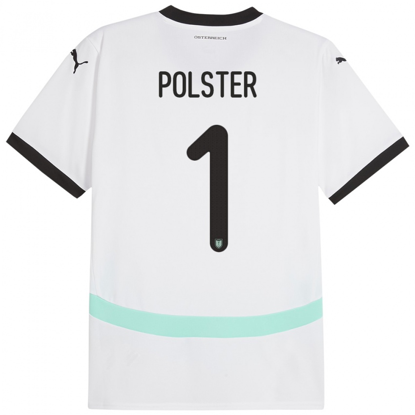 Børn Østrig Nikolas Polster #1 Hvid Udebane Spillertrøjer 24-26 Trøje T-Shirt