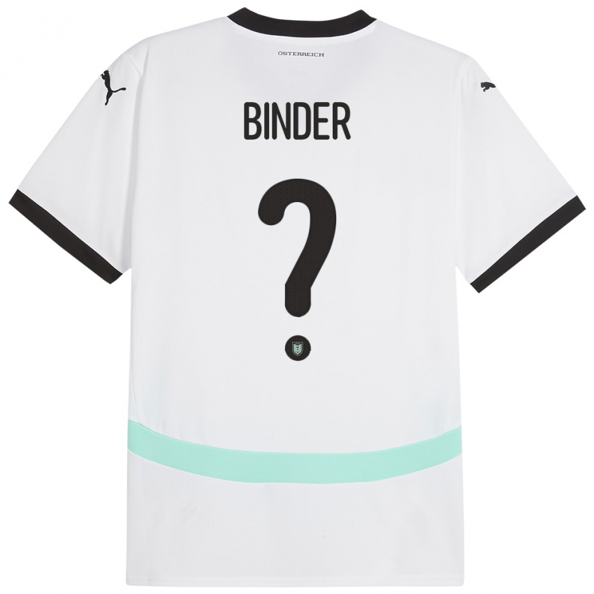 Børn Østrig Nicolas Binder #0 Hvid Udebane Spillertrøjer 24-26 Trøje T-Shirt