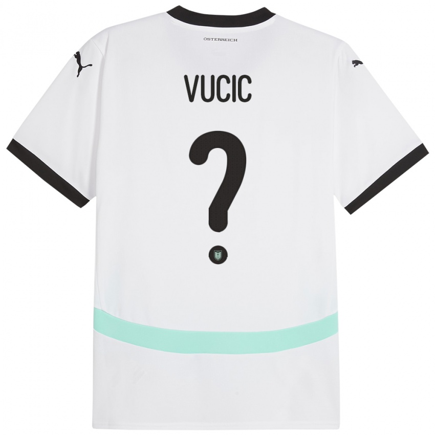 Børn Østrig Romeo Vucic #0 Hvid Udebane Spillertrøjer 24-26 Trøje T-Shirt