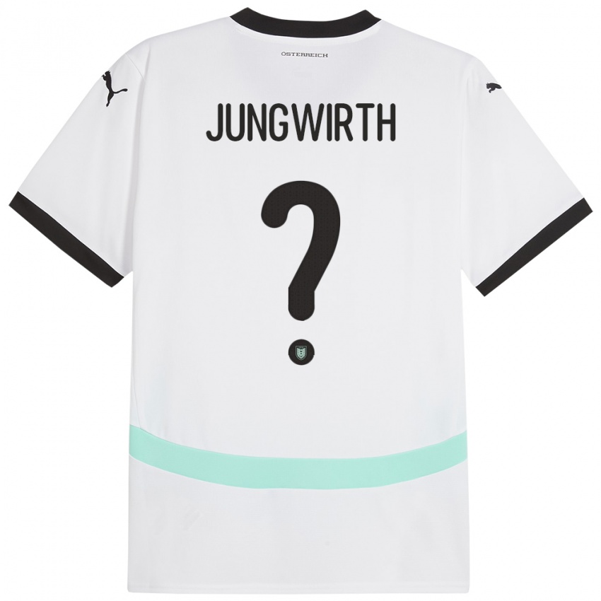 Børn Østrig Lukas Jungwirth #0 Hvid Udebane Spillertrøjer 24-26 Trøje T-Shirt