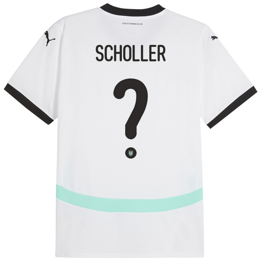 Børn Østrig Jakob Schöller #0 Hvid Udebane Spillertrøjer 24-26 Trøje T-Shirt