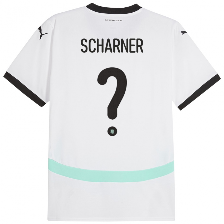 Børn Østrig Benedict Scharner #0 Hvid Udebane Spillertrøjer 24-26 Trøje T-Shirt