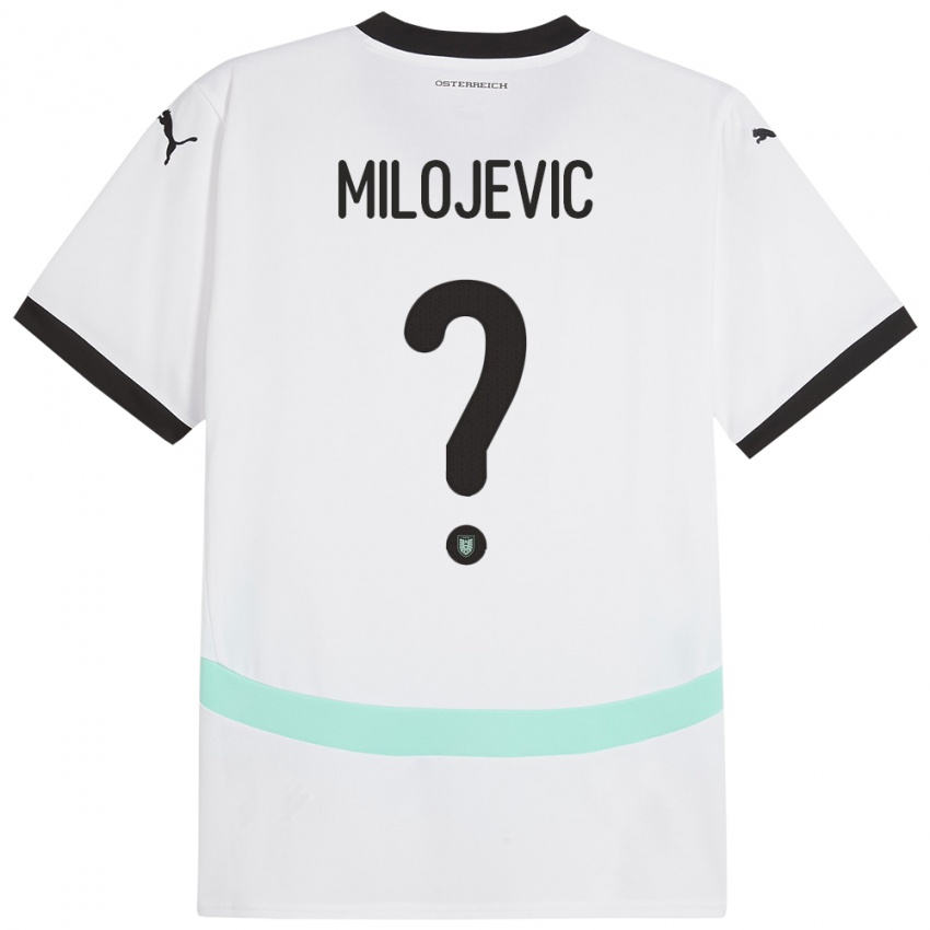 Børn Østrig Filip Milojevic #0 Hvid Udebane Spillertrøjer 24-26 Trøje T-Shirt