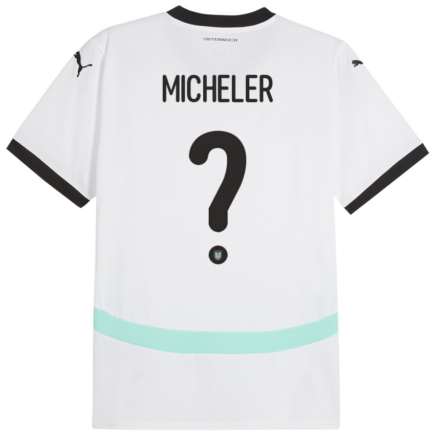 Børn Østrig Florian Micheler #0 Hvid Udebane Spillertrøjer 24-26 Trøje T-Shirt
