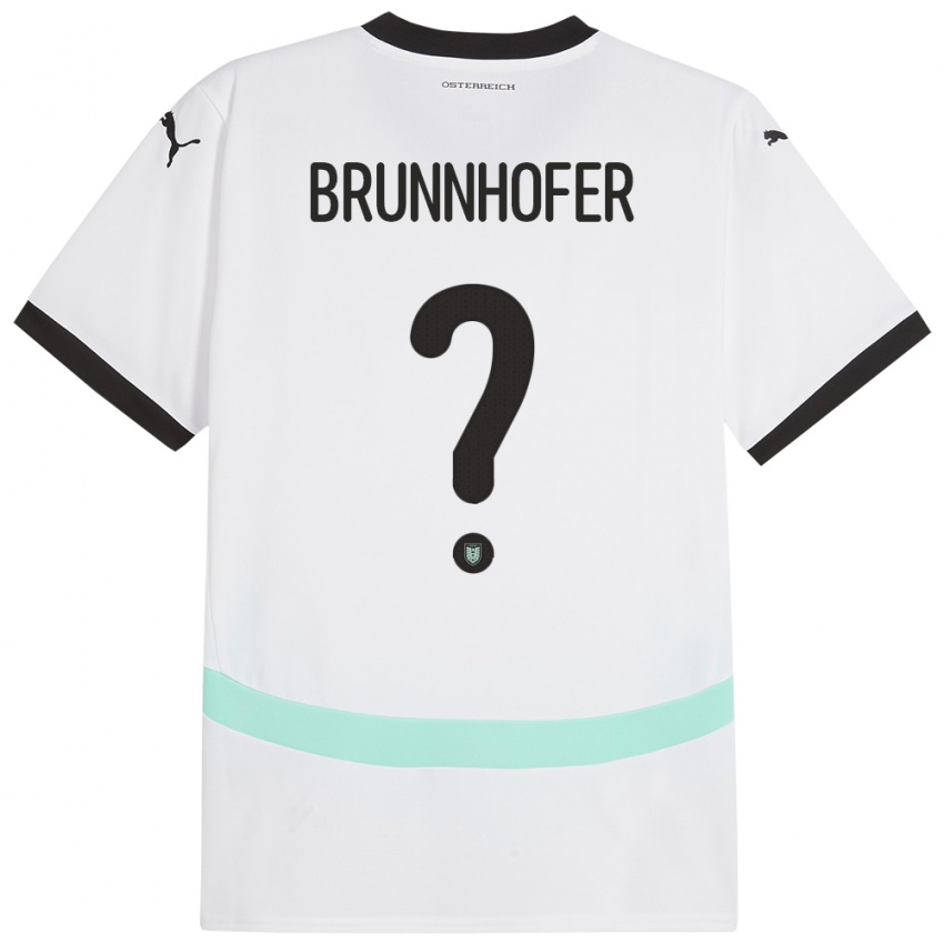 Børn Østrig Jakob Brunnhofer #0 Hvid Udebane Spillertrøjer 24-26 Trøje T-Shirt