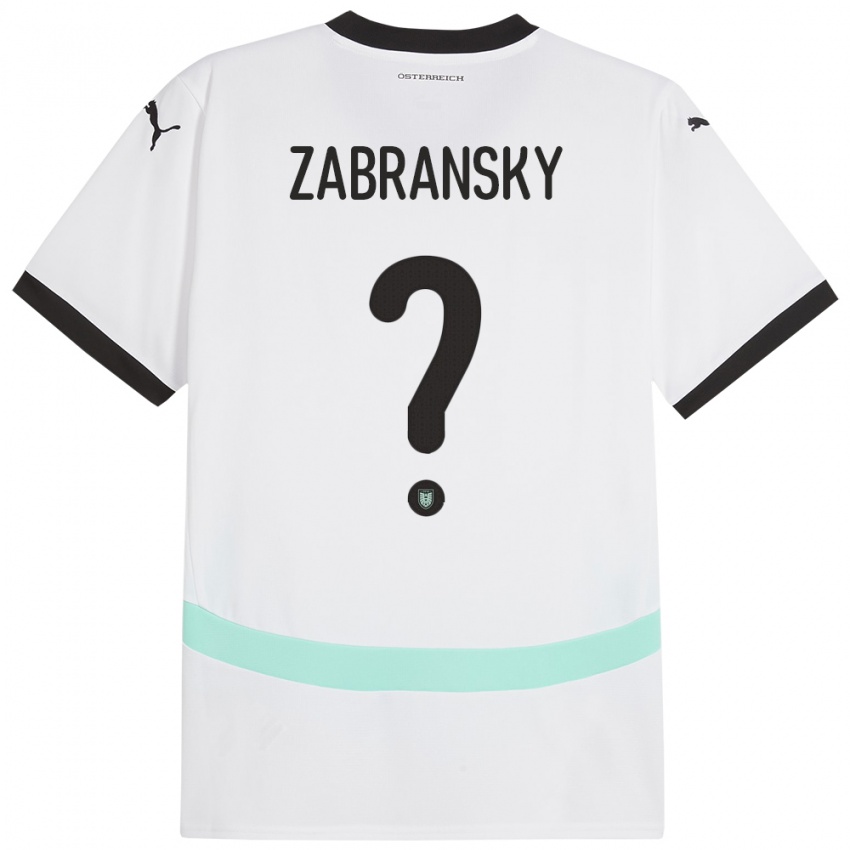 Børn Østrig Valentin Zabransky #0 Hvid Udebane Spillertrøjer 24-26 Trøje T-Shirt