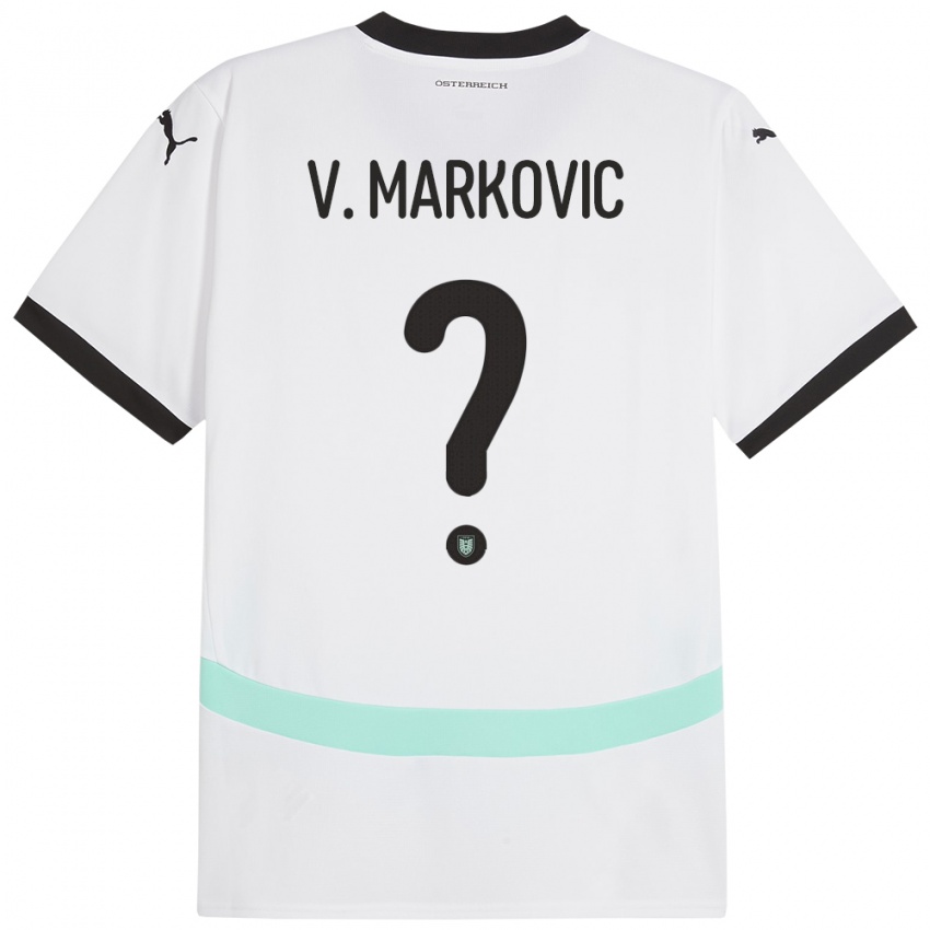 Børn Østrig Vasilije Markovic #0 Hvid Udebane Spillertrøjer 24-26 Trøje T-Shirt