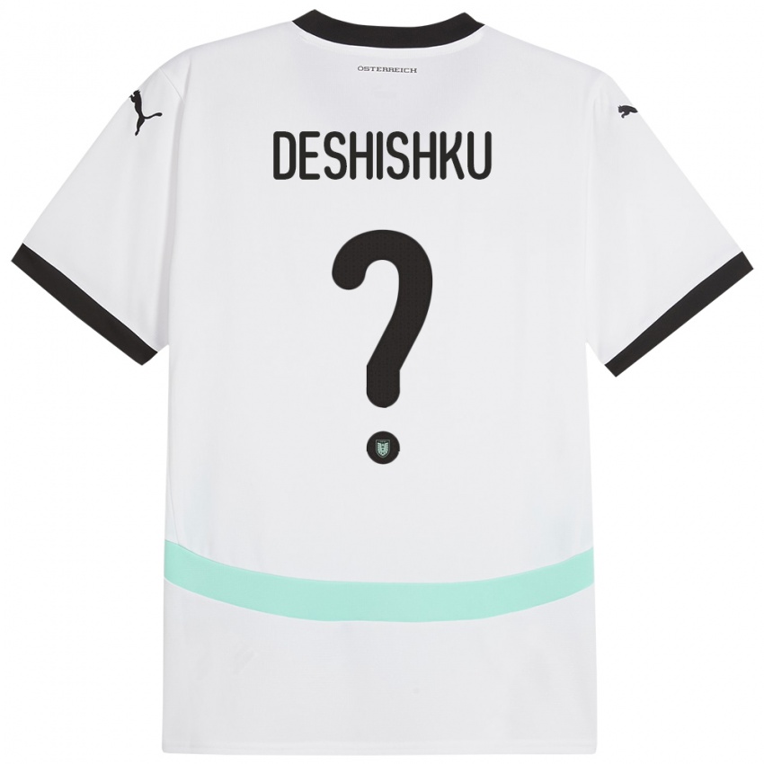 Børn Østrig Hasan Deshishku #0 Hvid Udebane Spillertrøjer 24-26 Trøje T-Shirt