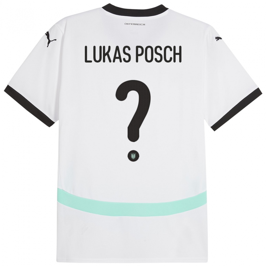 Børn Østrig Lukas Posch #0 Hvid Udebane Spillertrøjer 24-26 Trøje T-Shirt