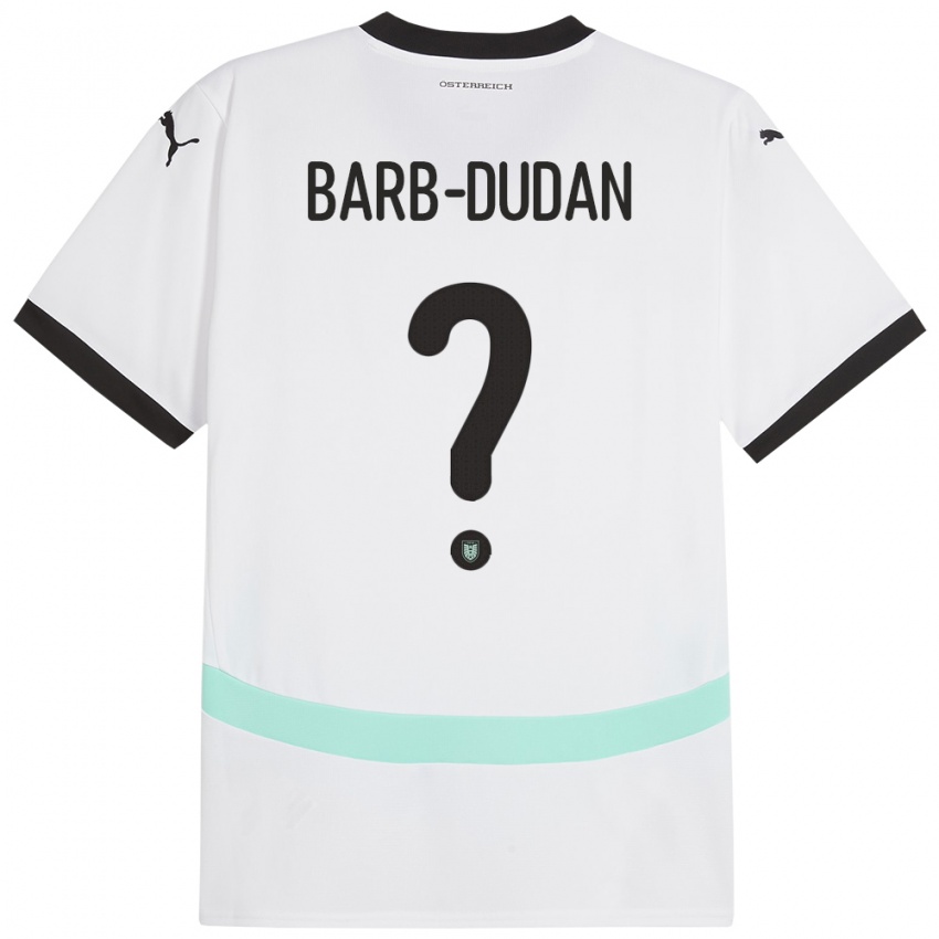 Børn Østrig Marco Barb-Dudan #0 Hvid Udebane Spillertrøjer 24-26 Trøje T-Shirt