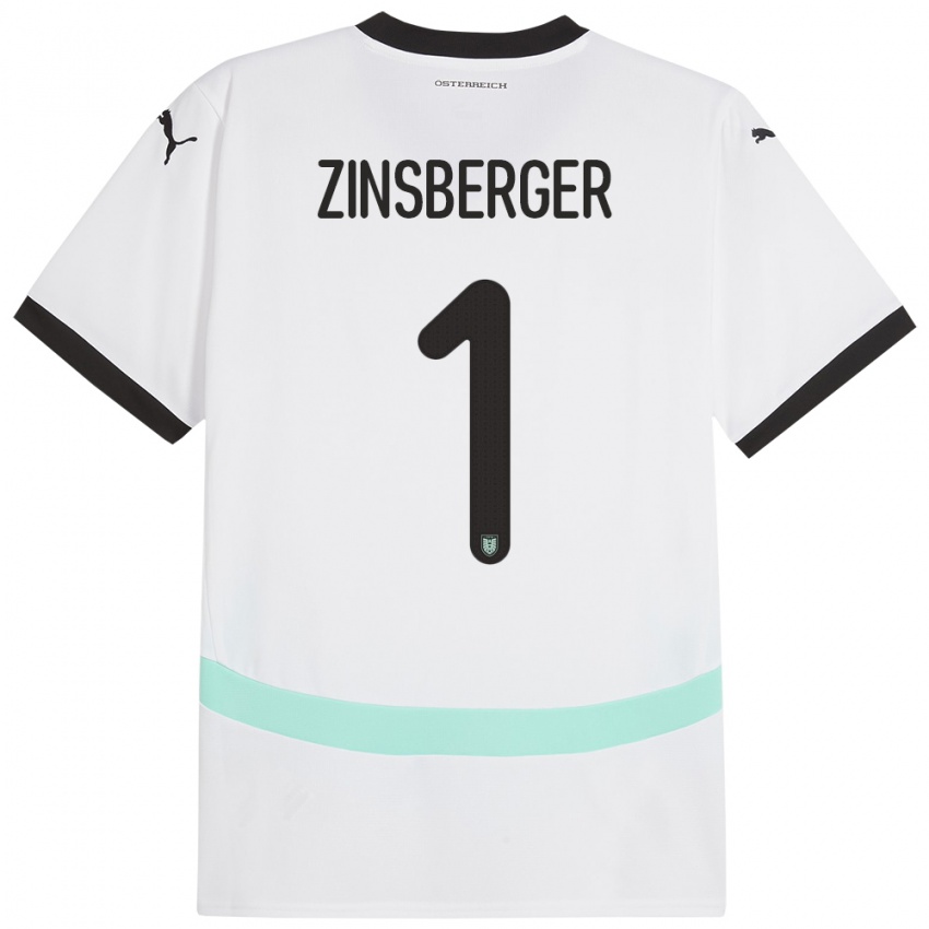 Børn Østrig Manuela Zinsberger #1 Hvid Udebane Spillertrøjer 24-26 Trøje T-Shirt