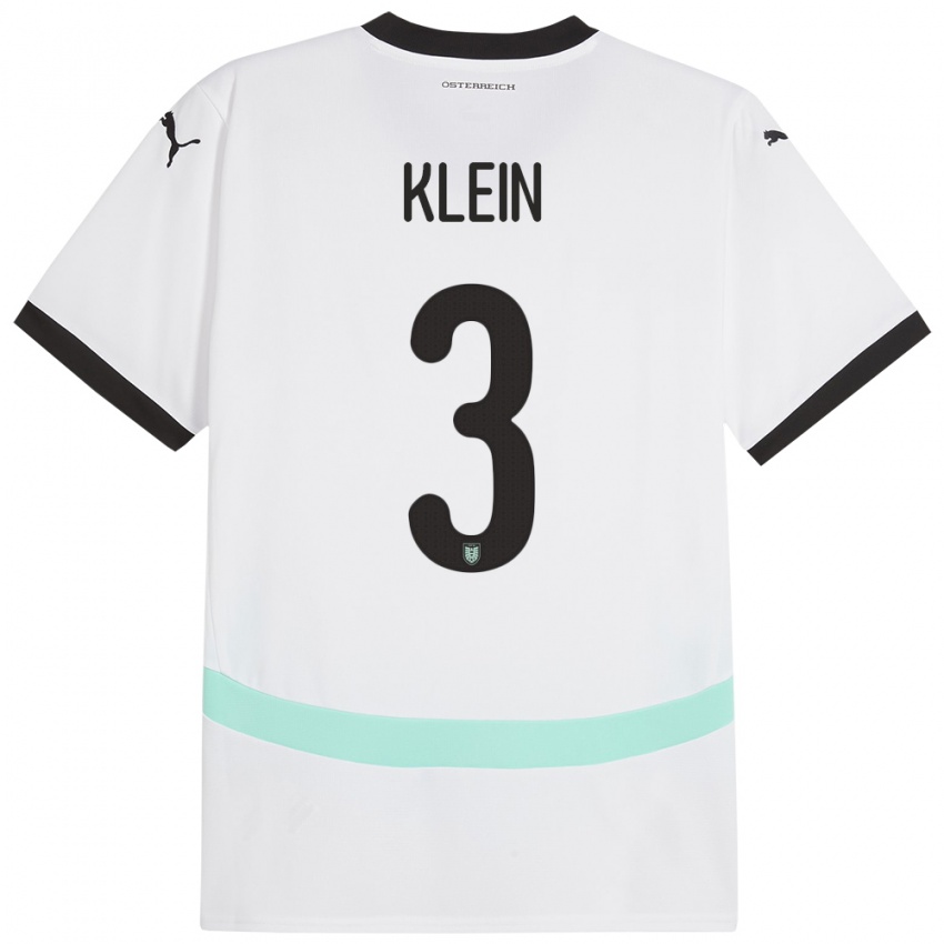 Børn Østrig Jennifer Klein #3 Hvid Udebane Spillertrøjer 24-26 Trøje T-Shirt