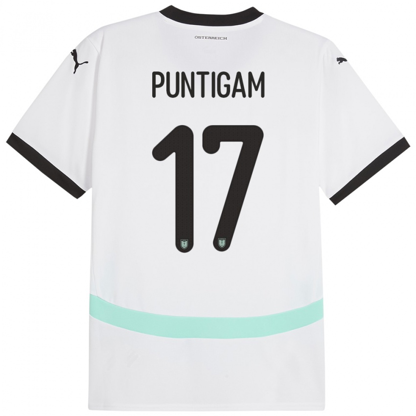 Børn Østrig Sarah Puntigam #17 Hvid Udebane Spillertrøjer 24-26 Trøje T-Shirt