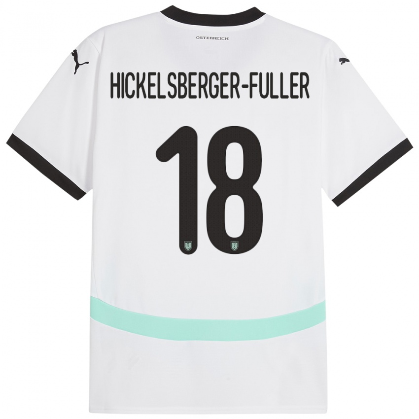 Børn Østrig Julia Hickelsberger-Füller #18 Hvid Udebane Spillertrøjer 24-26 Trøje T-Shirt