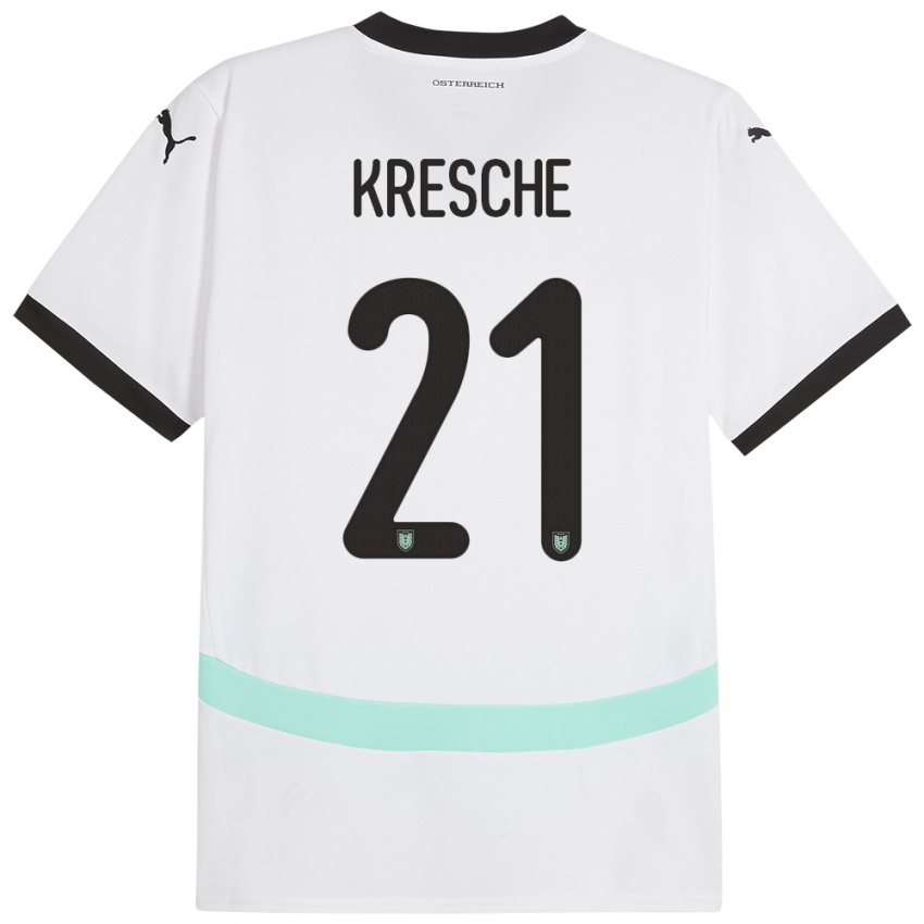 Børn Østrig Isabella Kresche #21 Hvid Udebane Spillertrøjer 24-26 Trøje T-Shirt