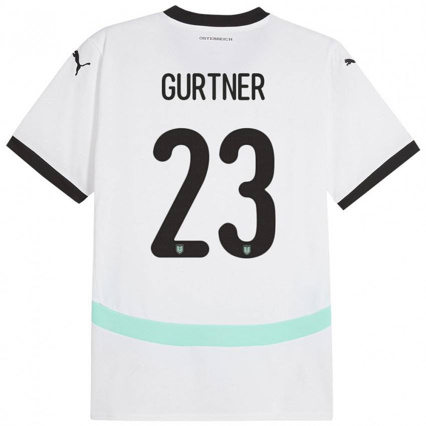 Børn Østrig Andrea Gurtner #23 Hvid Udebane Spillertrøjer 24-26 Trøje T-Shirt
