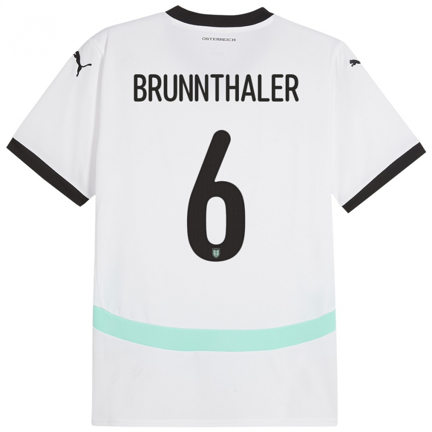 Børn Østrig Melanie Brunnthaler #6 Hvid Udebane Spillertrøjer 24-26 Trøje T-Shirt