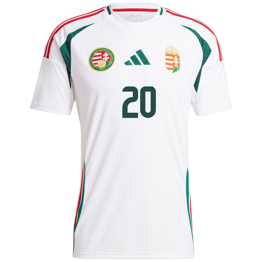 Børn Ungarn Zsombor Hős #20 Hvid Udebane Spillertrøjer 24-26 Trøje T-Shirt