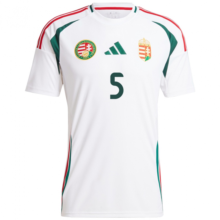 Børn Ungarn Emőke Pápai #5 Hvid Udebane Spillertrøjer 24-26 Trøje T-Shirt